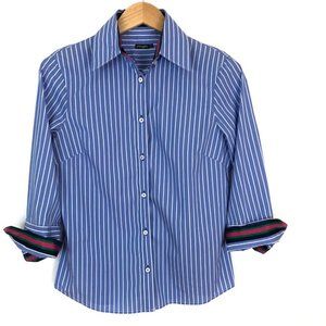 J. McLaughlin Cotton Button 3/4 Sleeve Top Sz 4